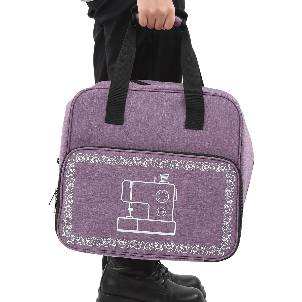 Bolsa de Transporte para máquina de Coser, Bolsa para máquina de Coser de Gran Capacidad con múltiples Bolsillos de Almacenamiento con Correa para el Hombro (Púrpura)