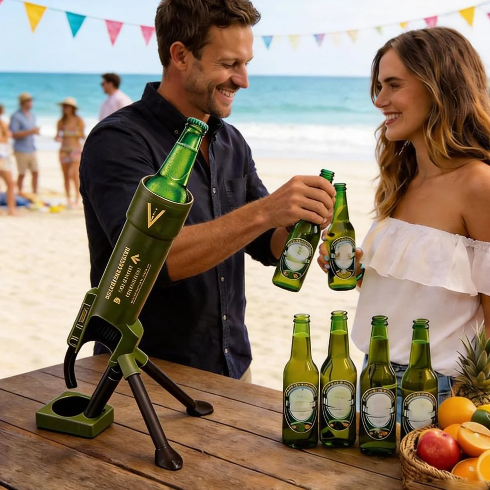 Abridor de botellas de cerveza de mortero de 51 mm, lanzador de tapas tácticas resistentes, abridor manos libres para cerveza, bar, escritorio, decoración del hogar, regalo único para hombres