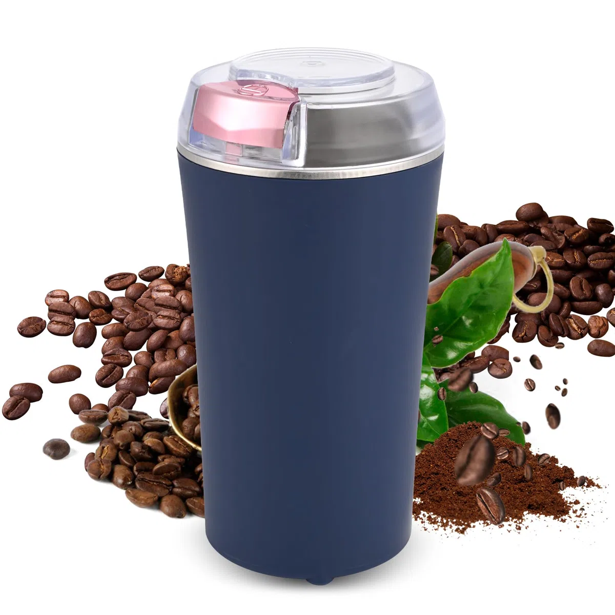 Weinsamkeit Molinillo de Café Eléctrico, Molinillo Electrico 200W Molinillo Especias con Cuchillas de Acero Inoxidable Molinillo Cafe Electrico Portátil Molino Café para Especias, Nueces, Cereales