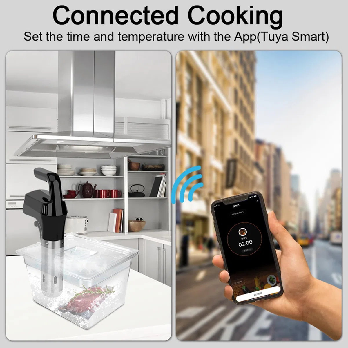 XoTiq Máquina Sous Vide, Cocina Sous Vide 1800W con Abrazadera Ajustable y Pantalla Digital LED, Circulador de Inmersión Térmica Impermeable IPX7, Control Preciso de Temperatura y Temporizador Acero