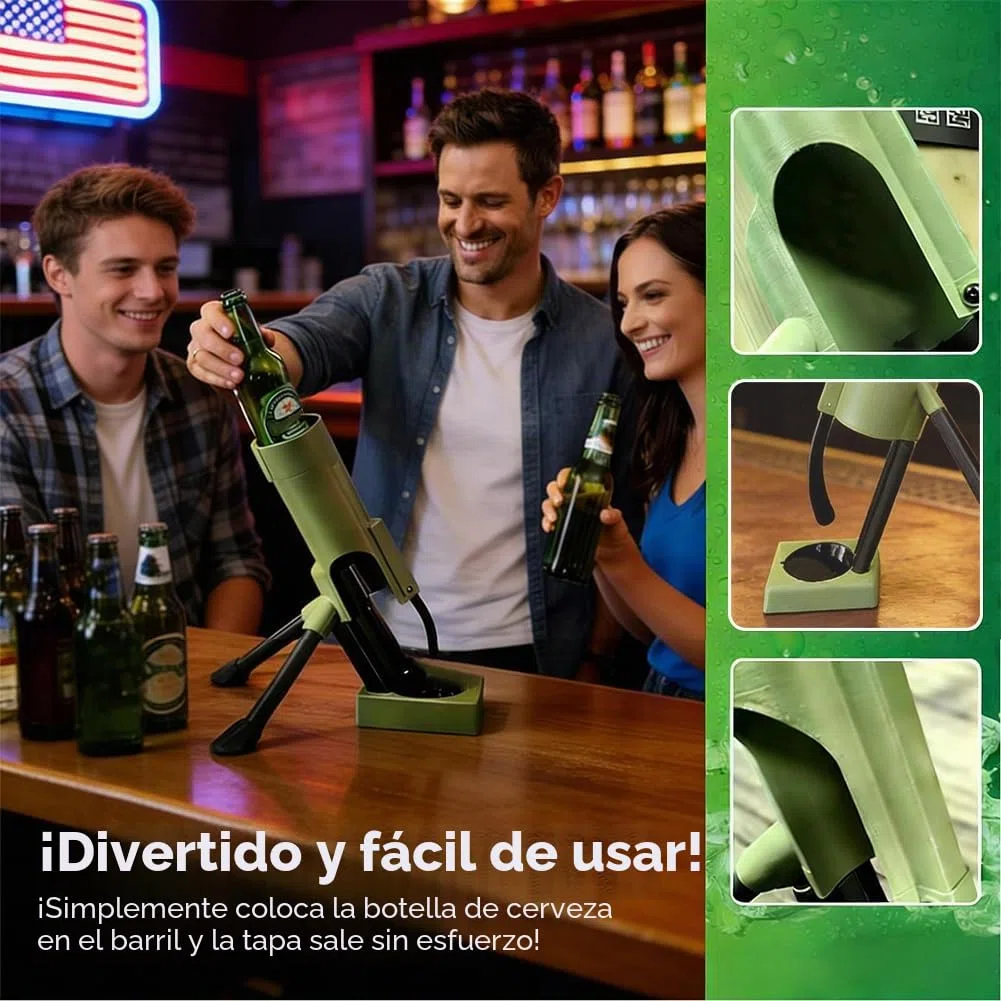 Abridor de botellas de cerveza de mortero de 51 mm, lanzador de tapas tácticas resistentes, abridor manos libres para cerveza, bar, escritorio, decoración del hogar, regalo único para hombres