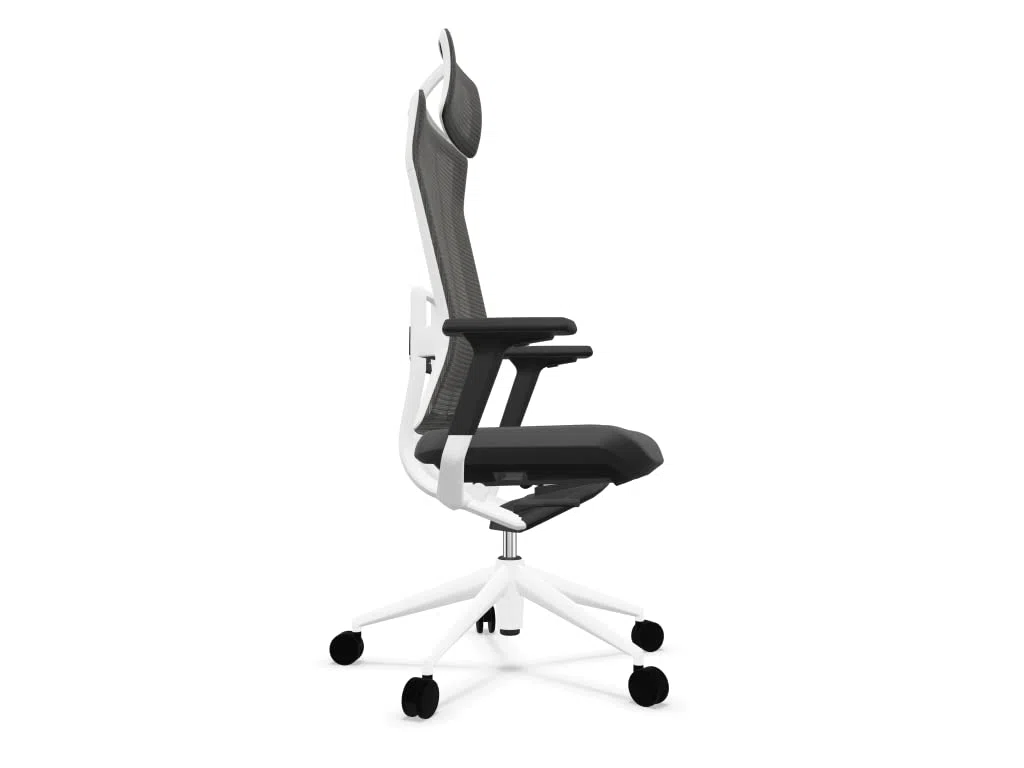 Silla de Oficina o Escritorio Profesional Top Actiu TNK Flex White and Black Respaldo Malla Ergonómica, Brazos Regulables 3D con certificación 24h hasta 150kg