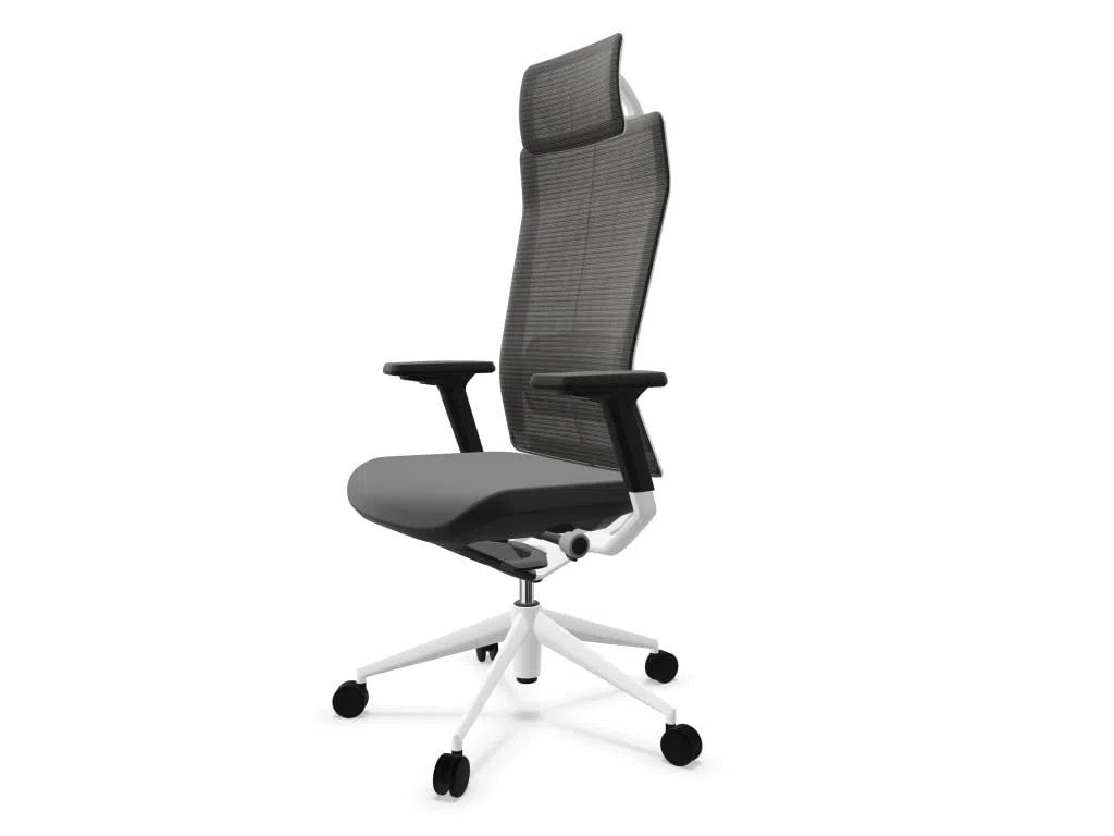 Silla de Oficina o Escritorio Profesional Top Actiu TNK Flex White and Black Respaldo Malla Ergonómica, Brazos Regulables 3D con certificación 24h hasta 150kg