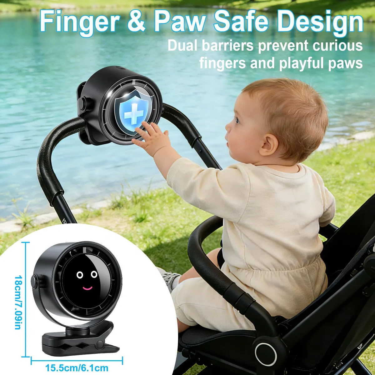 Ventilador con Pinza, Ventilador Portátil Recargable Sin Aspas con Rotación, 5 Velocidades de Flujo de Aire Fuerte,Pinza Resistente para Cama,Carpa,Escritorio,Silla de Coche (Negro)