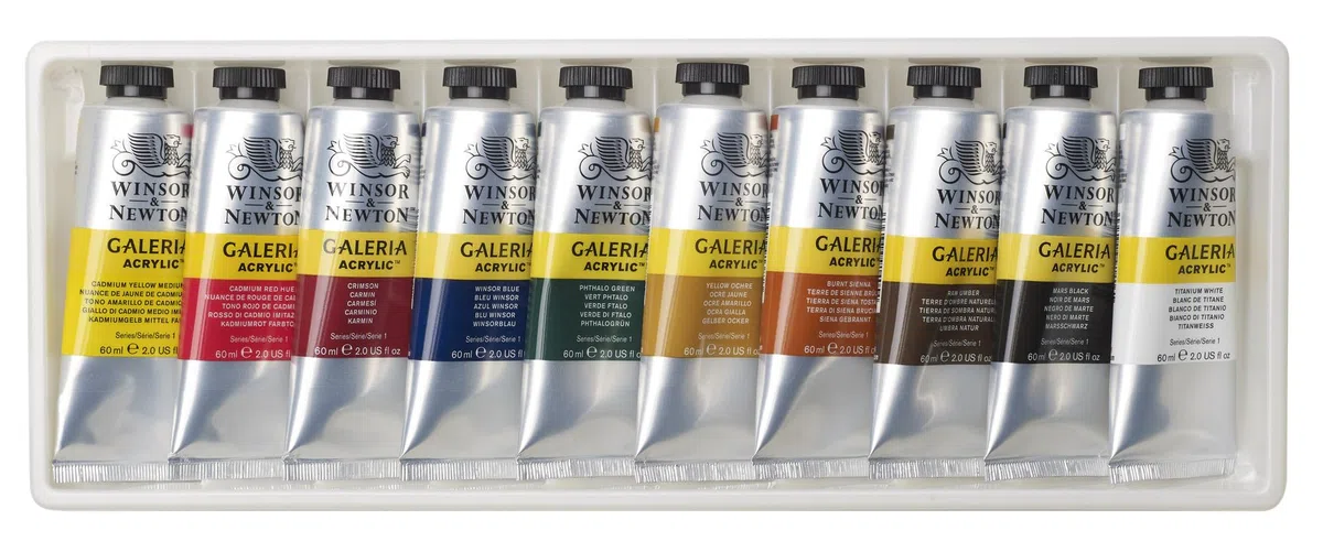 Winsor & Newton Galeria Pintura Acrílica, Multicolor, Set De 10 Tubos De 60 Ml, 600