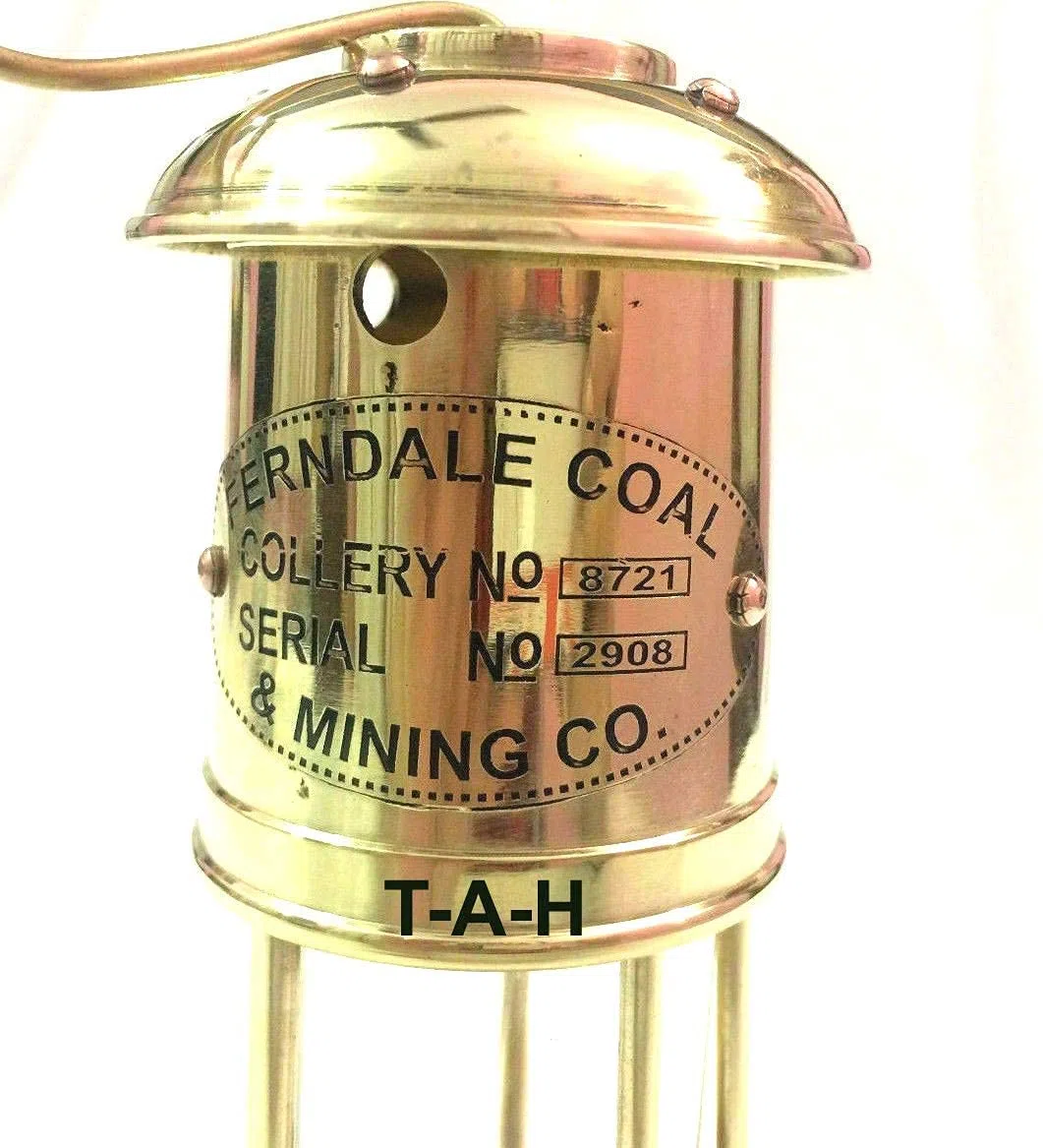Lámpara de minero de latón 100% funcional, 17,78 cm, antiguo, barco, barco, aceite, farol para decoración del hogar, regalo