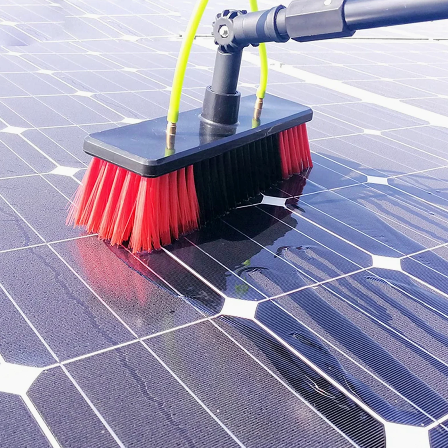 Cepillo extensible para limpiar ventanas y paneles solares, 7 m, con cabezal de cepillo de 30 cm, para techos de Conserva y limpieza de alto alcance