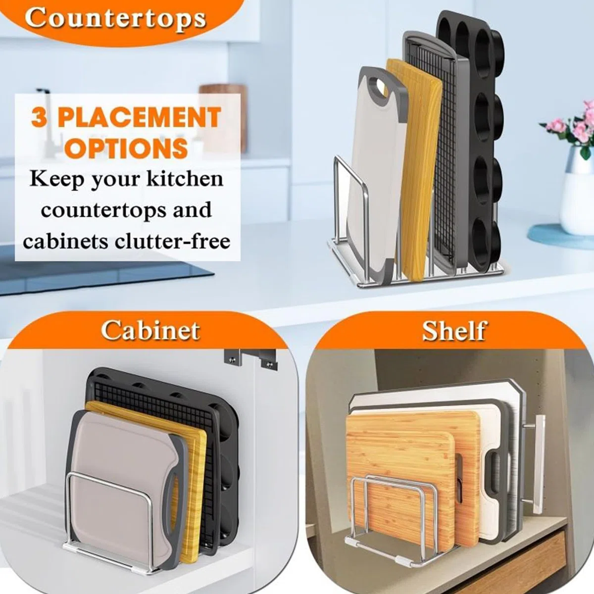 Soporte Para Tablas De Cortar | Organizador Y Resistente Al Óxido - Soportes Para Tablas De Cortar,Para Hogar Cocina Oficinas Libros Archivos Utensilios De Cocina Sartenes