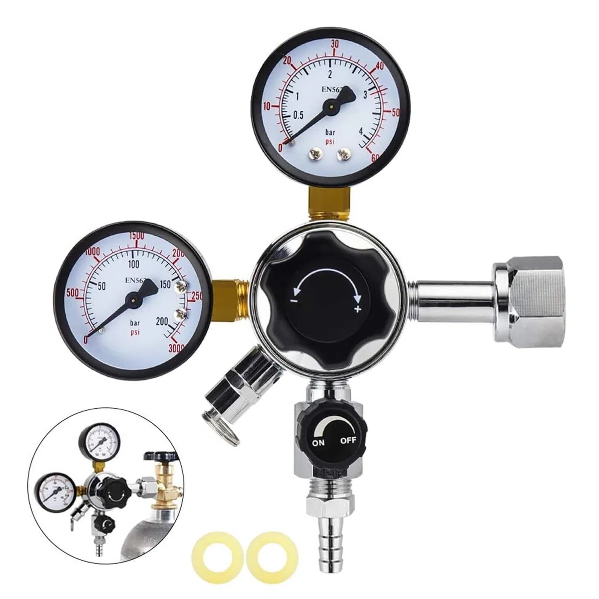 HAMON Regulador de presión CO2 regulador de presión Principal Manómetro Doble W21.8 Regulador de presión CO2, regulador de Cerveza de Barril para máquina de Cerveza dispensador de Cerveza cervecera