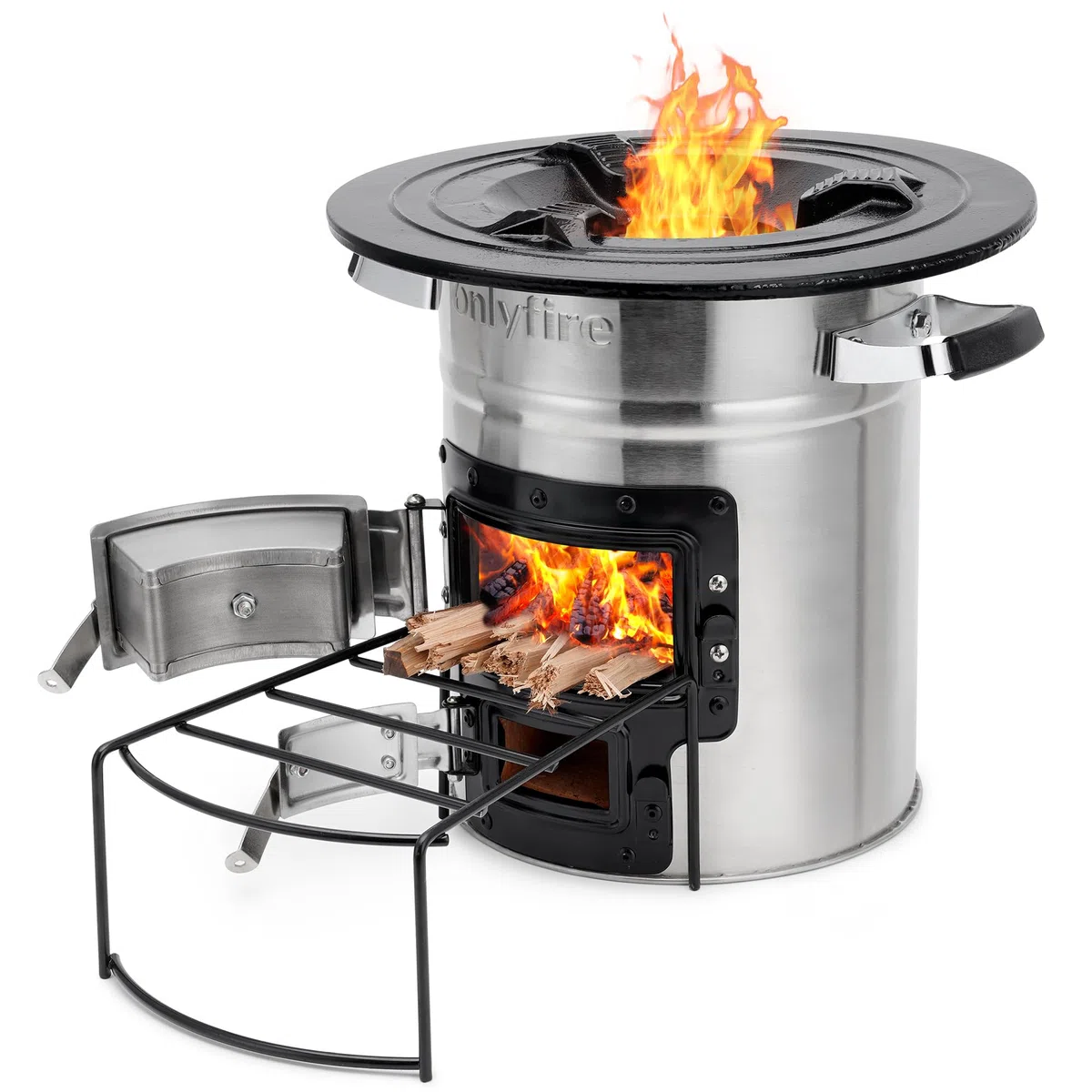 Onlyfire Horno de Cohetes de Acero Inoxidable,Rocket Stove,Estufa de Leña Portátil, Estufa al Aire Libre para Mochilero,Cocina al Aire Libre,Camping,Picnic,Barbacoa,Caza,Pesca