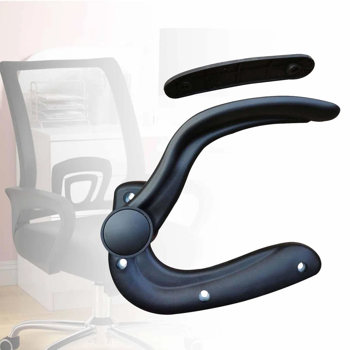 Harilla Par de reposabrazos Ajustables para Silla de Oficina, Brazos de Apoyo y reemplazos de Codo con Tornillos de Montaje, Comodidad con Almohadillas, Negro