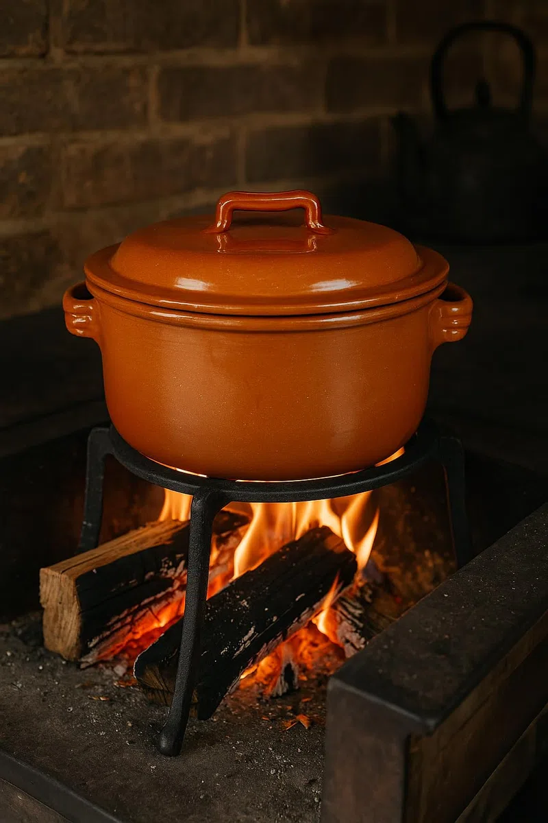 Olla Cazuela Tartera cacerola barro esmaltado 24 cms diámetro CON TAPA