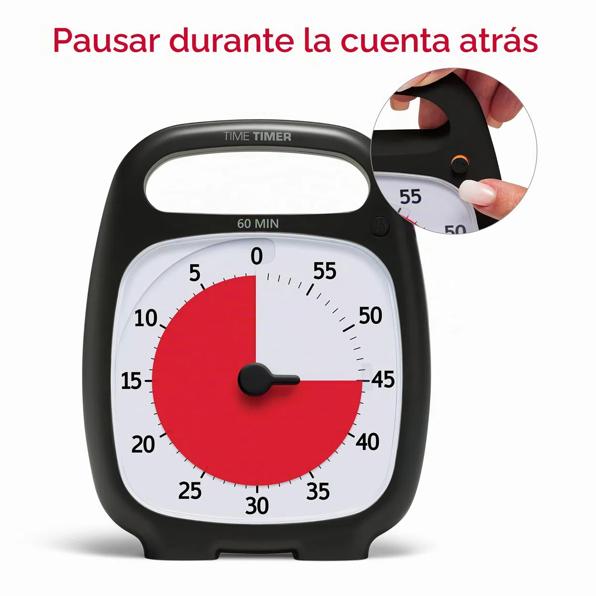 Time Timer PLUS Temporizador visual analógico de 60 minutos; Alerta opcional (dial de control de volumen); Operación silenciosa (sin tic-tac); Herramienta de gestión del tiempo (carbón)