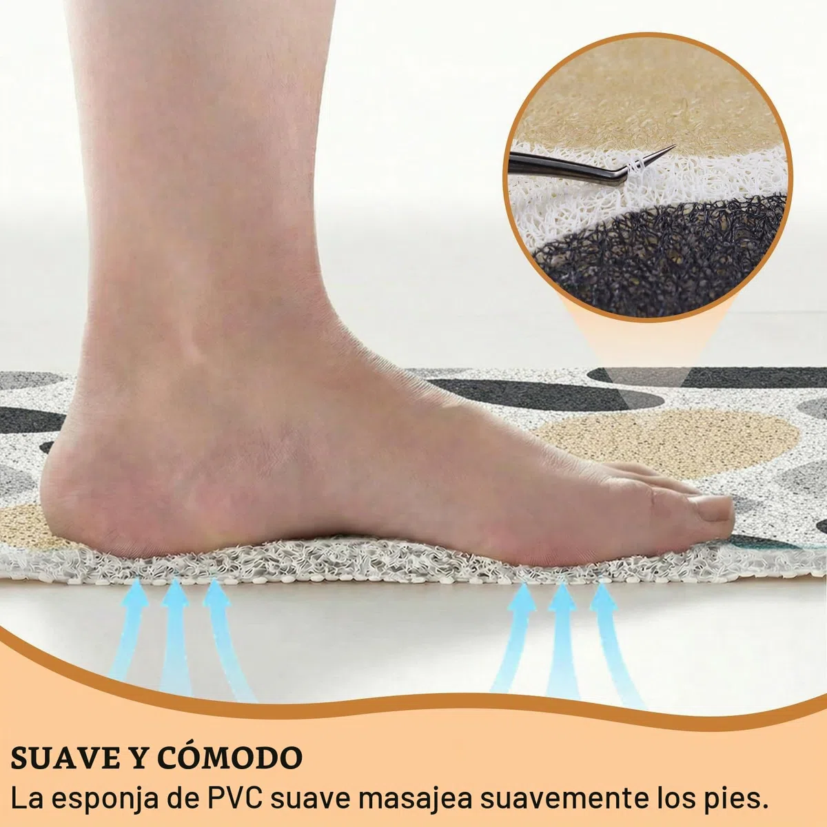 Alfombrilla Ducha Antideslizante Cuadrada 60x60 cm PVC Luffa, Alfombra Bañera Suave Secado Rápido Drenaje, Alfombra Baño Antideslizante para Mayores y Familia, Piedra Gris