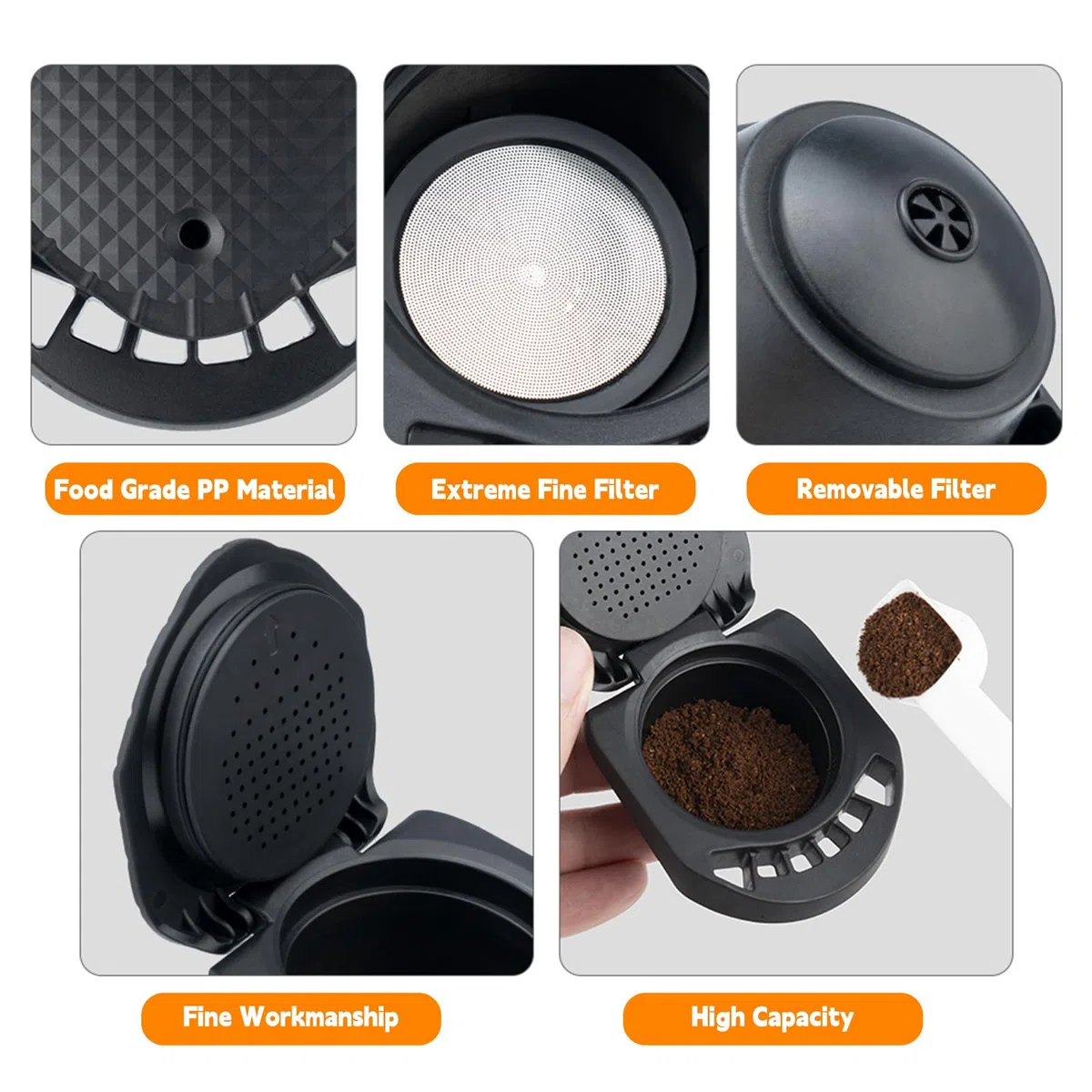 Recargable Reutilizable Cápsula Adaptador for Dolce Gusto, Café Cápsula Convertidor Compatible for Piccolo XS/EDG 305/EDG 606.S/Genio S/Genio Mini