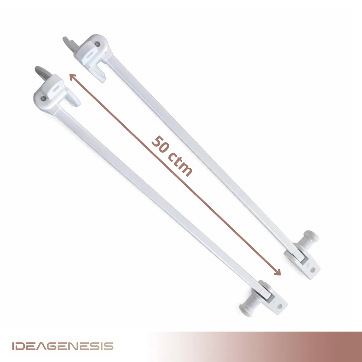 Kit de Brazos para Toldo de Balcón de 50 centimetros Blanco con Sujeción a Barandilla Muelle Retráctil Pletinas Tornillos Sistema Universal (Blanco, 50 cm)