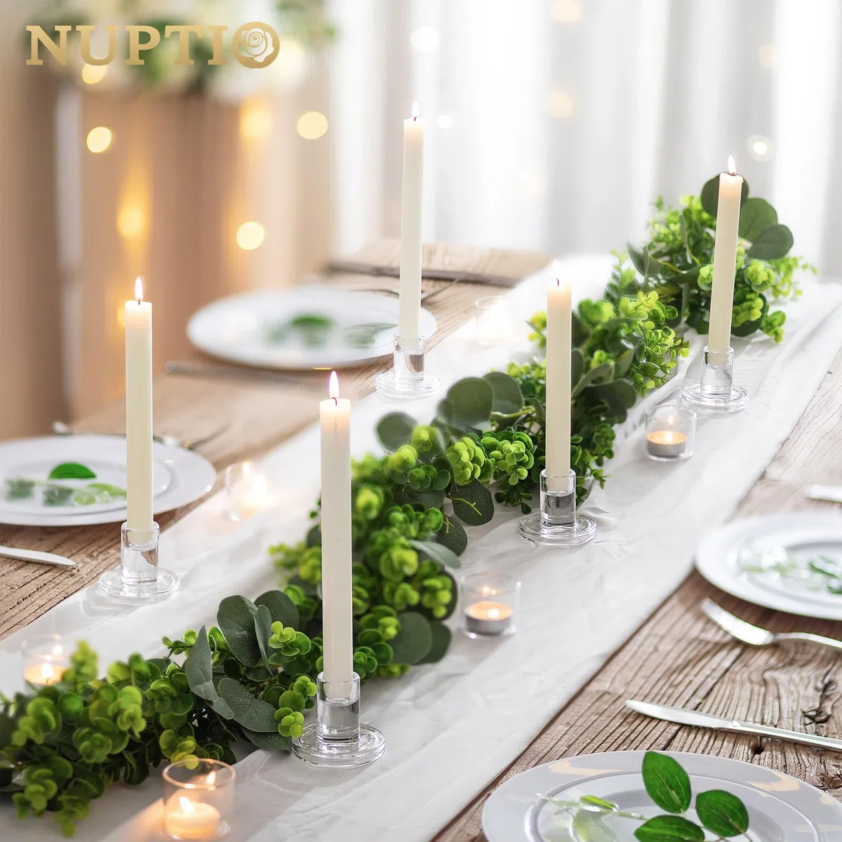 UPTIO Candelabros De Cristal 20 Piezas Claro Vela Palo Titular Conjunto para Taper Pilar Tealight Velas Boda Centros De Mesa para La Cena De Navidad Decoración De La Fiesta