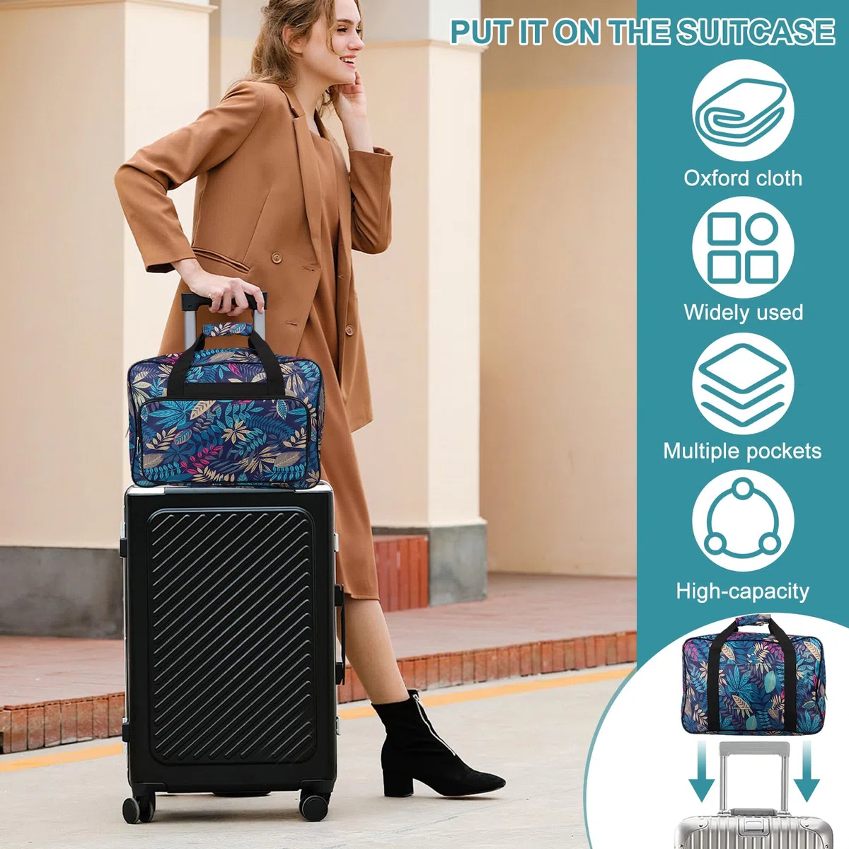 Bolso para máquinas de coser, bolsa de transporte con asas y múltiples compartimentos de almacenamiento, 46×23×32 cm, organizador de accesorios de costura o herramienta de costura de tela