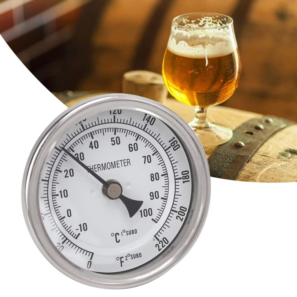 Termómetro de Olla de Acero Inoxidable, Termómetro con Esfera Metálica para Elaborar Cerveza con de Vidrio, Fácil de Instalar