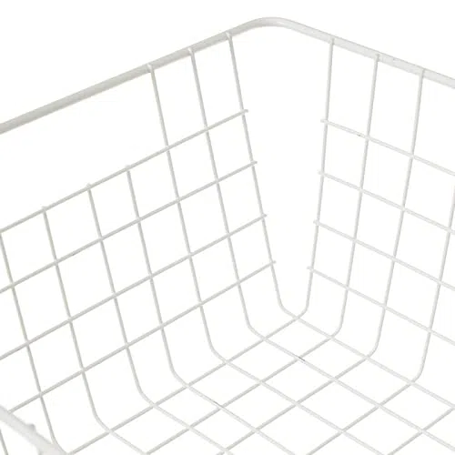 Cesta de Metal Blanca organizadora con Rejilla de 28x21,50x11,50 cm