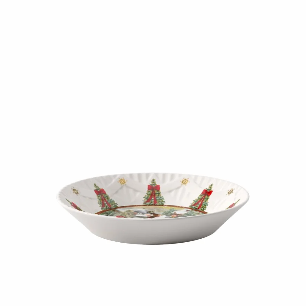 Villeroy & Boch – Toy's Fantasy fuente grande, cuenco navideño grande de porcelana, decoración de muñeco de nieve, cuenco para servir, cuenco de cerámica, plato hondo navideño