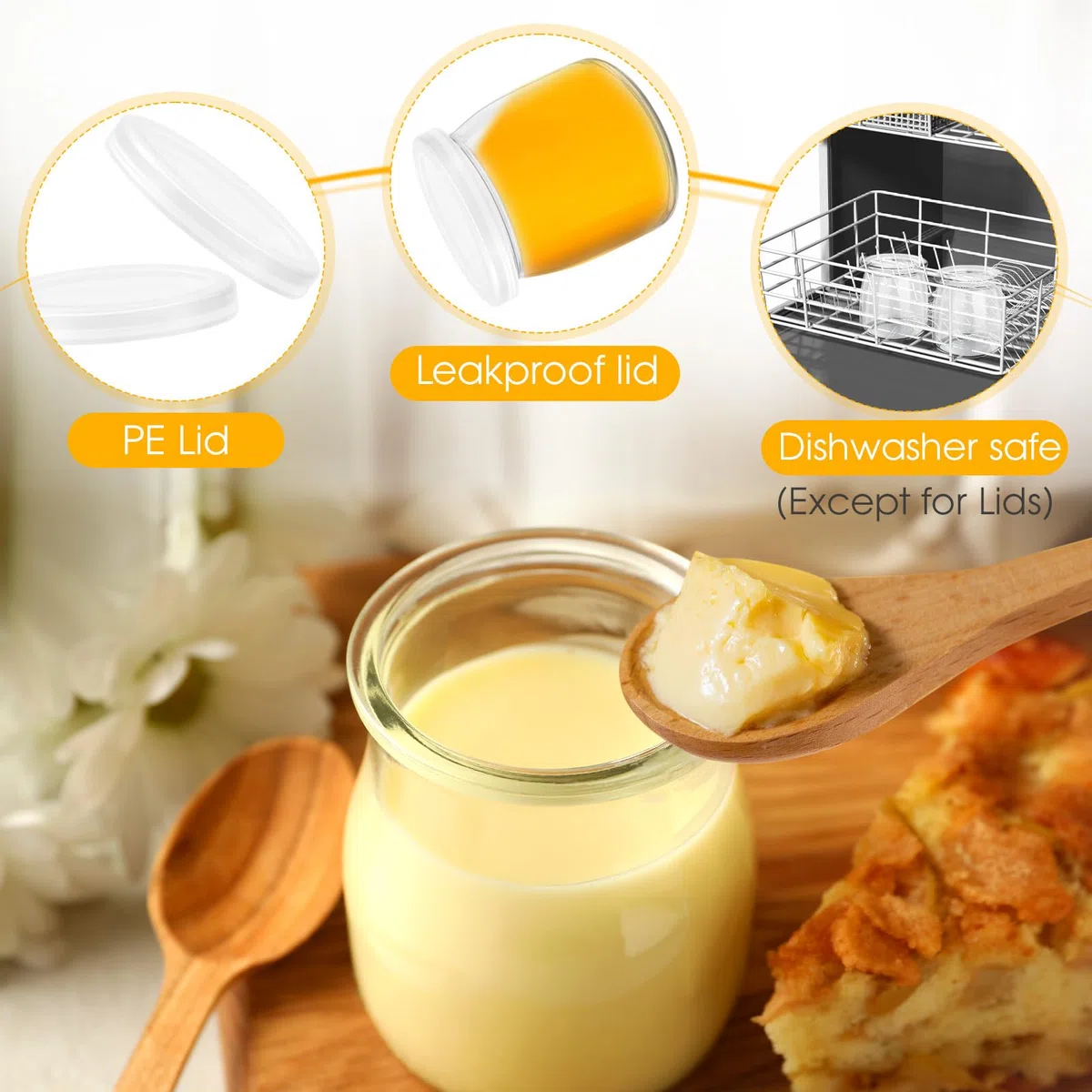 FoiiLiio 12 vasos yogurtera con tapa,200 ml Vasos yogurtera,Pequeños Para Postre,Botes de cristal para yogurt,Tarros de yogur con tapa,para Yogur,Natillas,Pudding