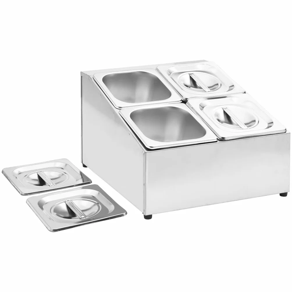 Gastronorm - Contenedor con 4 sartenes GN 1/6 de acero inoxidable