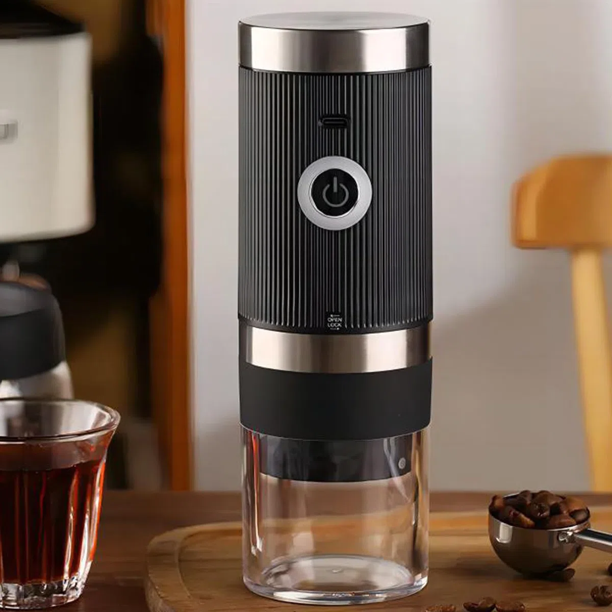Molinillo de café eléctrico, molinillo de carga USB, trituradora recargable, mecanismo de cónica, molienda de alta velocidad, 7.87 x 2.76 x 2.76 pulgadas, ideal para necesidades de preparación