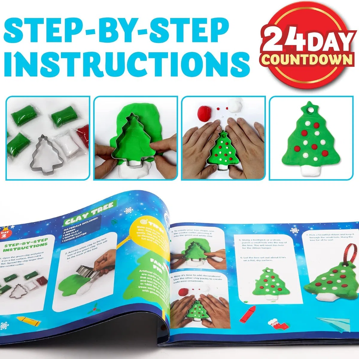 JOYIN Calendario de Adviento de Navidad 2025, calendario de Adviento de 24 días con arte y manualidades navideñas, tijeras, pegamento, cordones, pinturas, acuarelas, regalos para fiestas navideñas