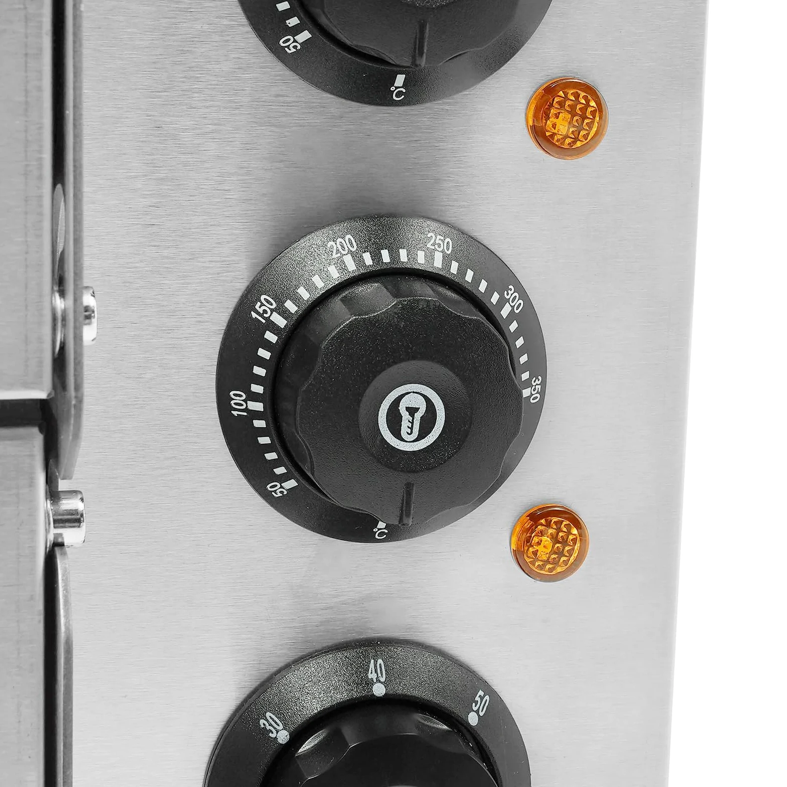 Horno de pizza de doble cámara, horno eléctrico profesional para pizza de acero inoxidable con 4 botones giratorios 50-350 ℃ Temperatura ajustable, para gastronomía