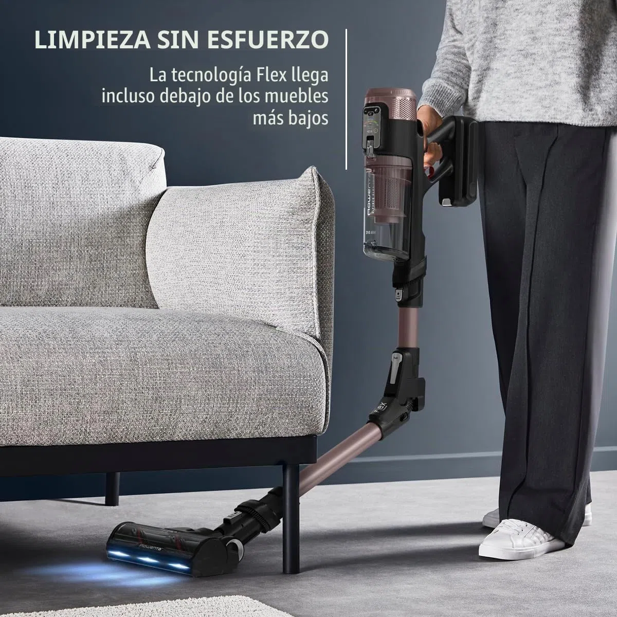 Rowenta RH9CD9E0 X-Force Flex 16.60 Animal Aqua, Aspiradora inalámbrica, Negro/Cobre