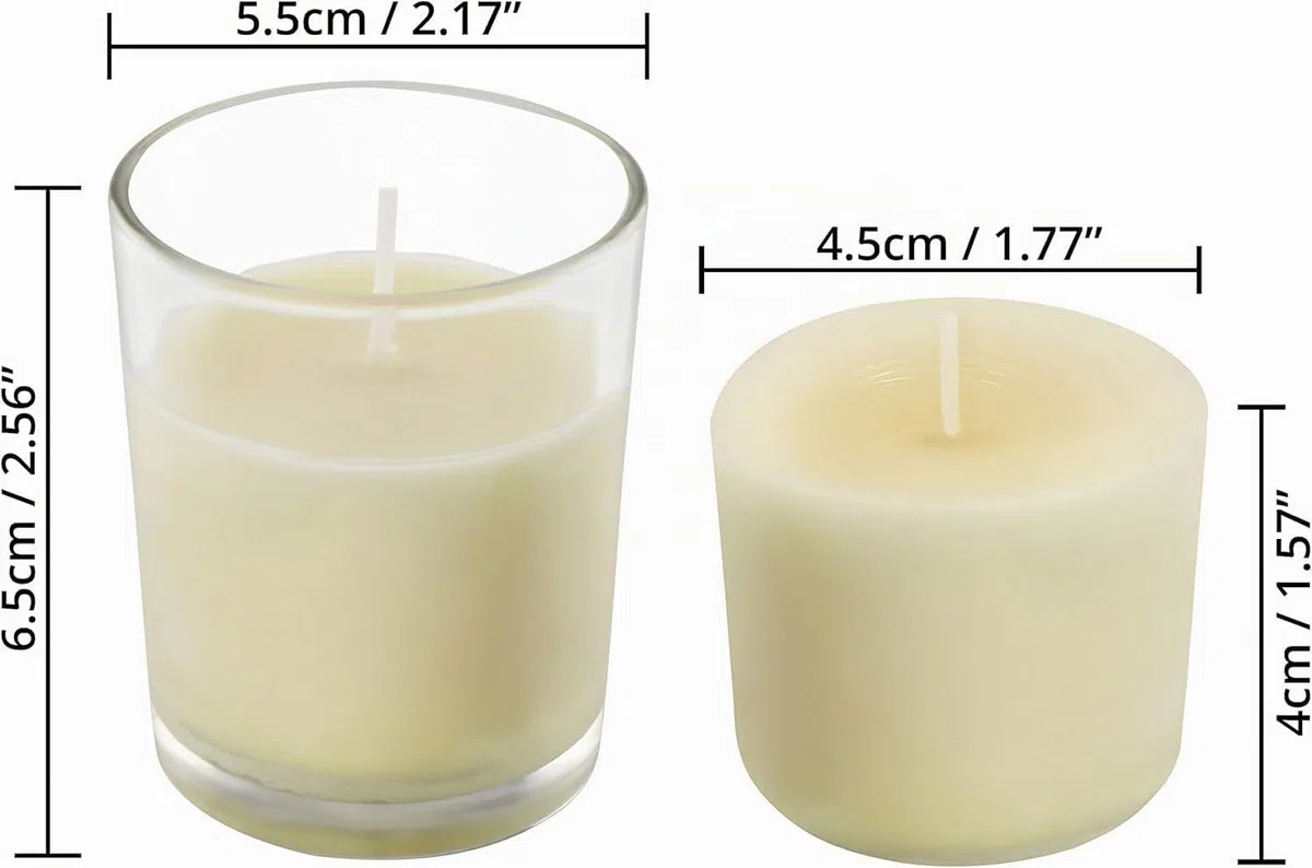 Belle Vous Velas en Vaso de Cristal - 24x Velas Decorativas sin Aroma - Duran 12 Horas - Portavelas Cristal Transparente para Bodas SPA Hogar Eventos