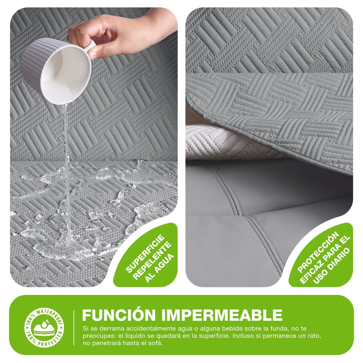 KinCam Funda Sillon Relax reclinable, Impermeable Funda para Sillón Relax con Bolsillo Laterales y Correas elásticas para Perros y Mascotas, Suave y Lavable Funda Sofa 3 plazas Gris Claro