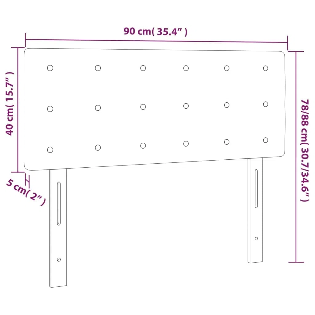 vidaXL Cabecero con Luces LED Cabecero de Cama Cabezal Tapizado para Cama Individual Mueble Dormitorio Interior Cuero Sintético Blanco 90x5x78/88 cm
