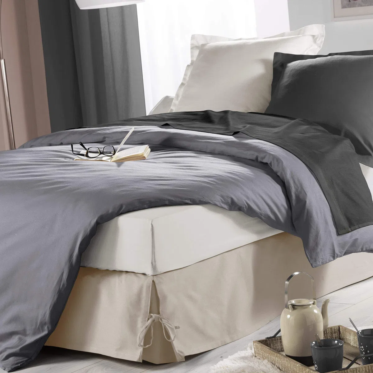 douceur d'Intérieur Suavidad Interior – Funda para somier, 90 x 190 cm, polialgodón, sommina Natural