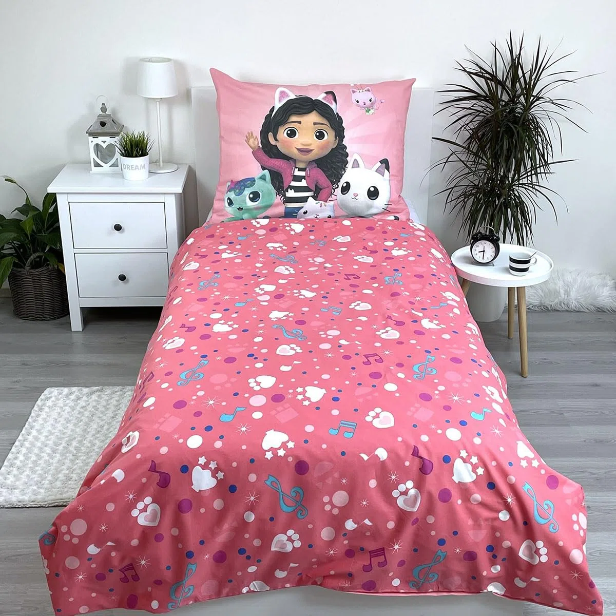 Gabby Casa Muñecas Funda Nórdica Cama 90 140x200 + Funda Almohada 65x65 | Ropa de cama reversible | Algodón natural transpirable | Licencia oficial | Niña | Regalo | Lavable a máquina