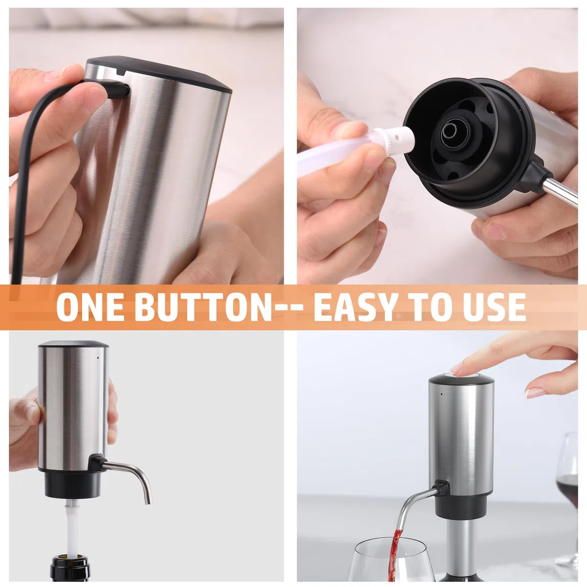 Aireador y vertedor de vino eléctrico, decantadores de vino automáticos inteligentes, dispensador de vino recargable con cable USB, los mejores regalos de vino