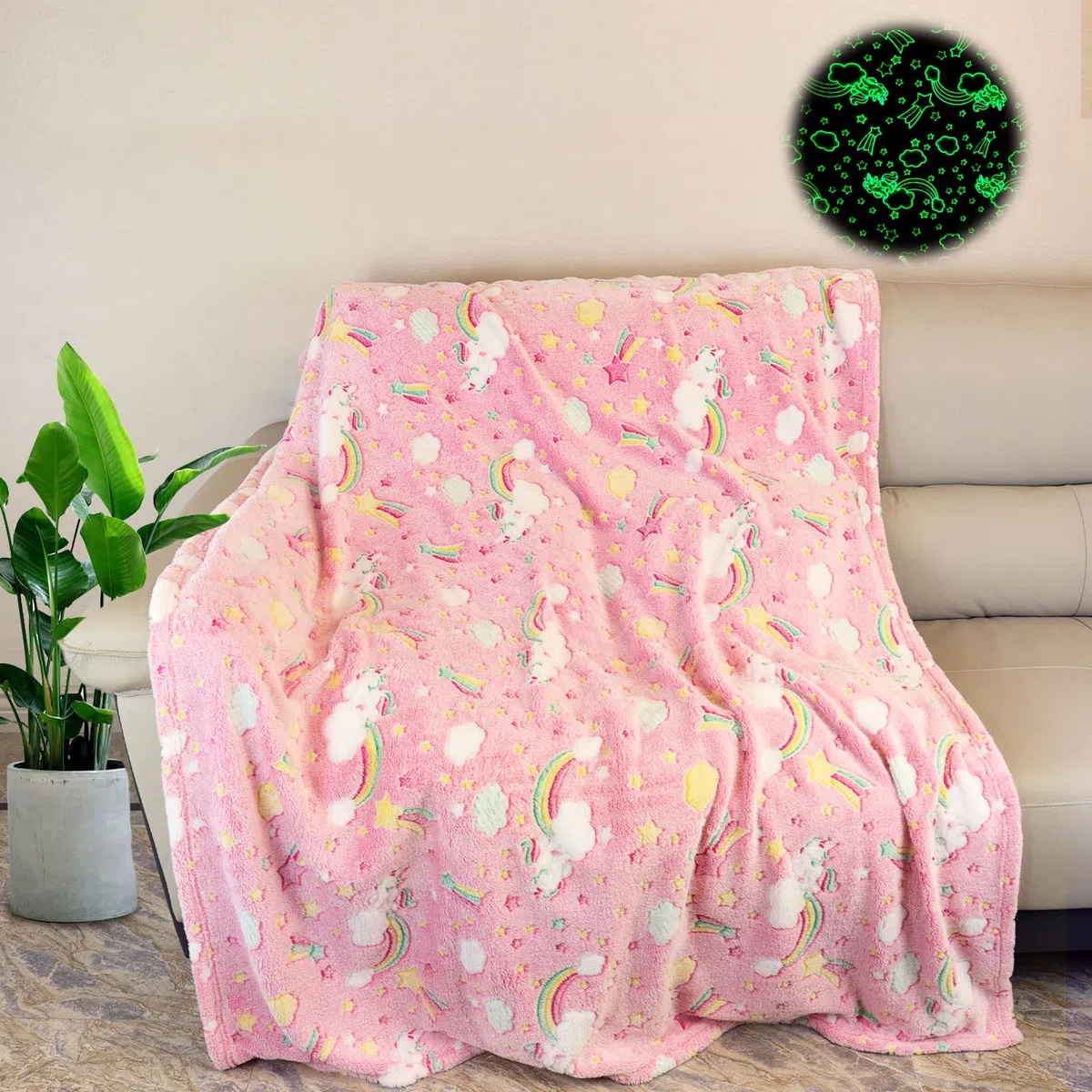 Manta de Unicornio para Niñas - Regalo Muy Suave y Cálida, Color Rosa (130 x 150 cm)