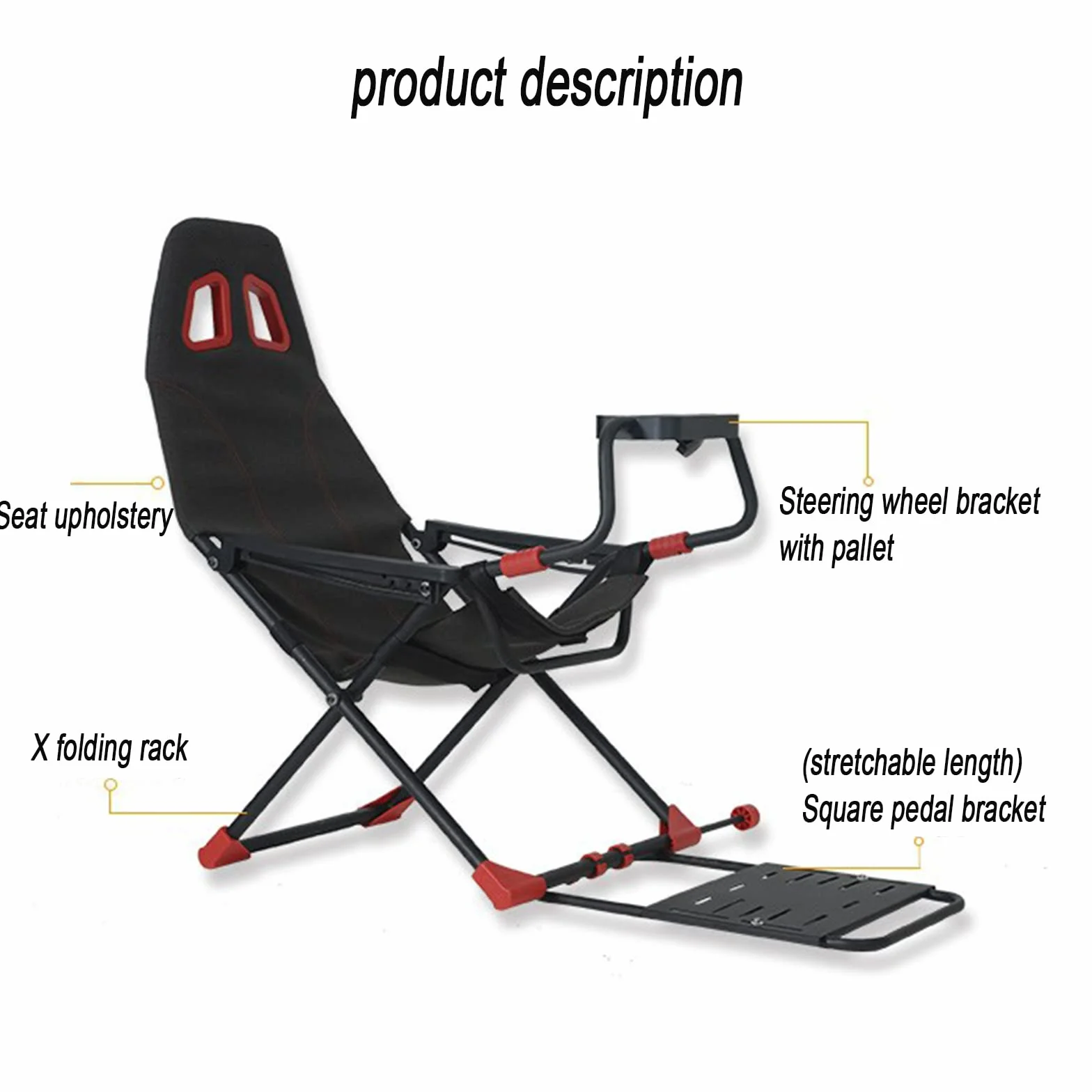 Cabina de simulador de carreras plegable con soporte ajustable para volante y asiento ergonómico para consolas de juegos y PC