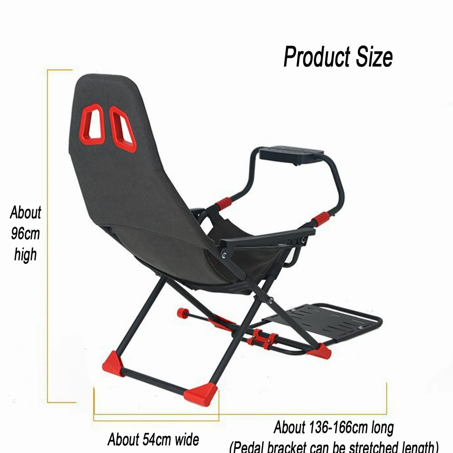 Cabina de simulador de carreras con soporte de rueda ajustable y asiento ergonómico, diseño plegable para Xbox One, PS4, PC