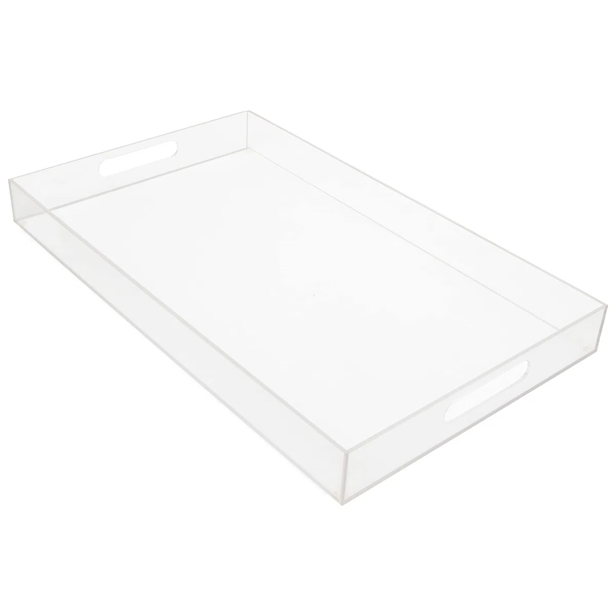 Kurtzy Bandeja Plastico Acrílico Transparente con Asas – 50 x 30 cm Bandeja Rectangular Extra Grande a Prueba de Derrames – Bandeja Decorativa, Café/Té, Alimentos, Bebidas y Organizar Mesa