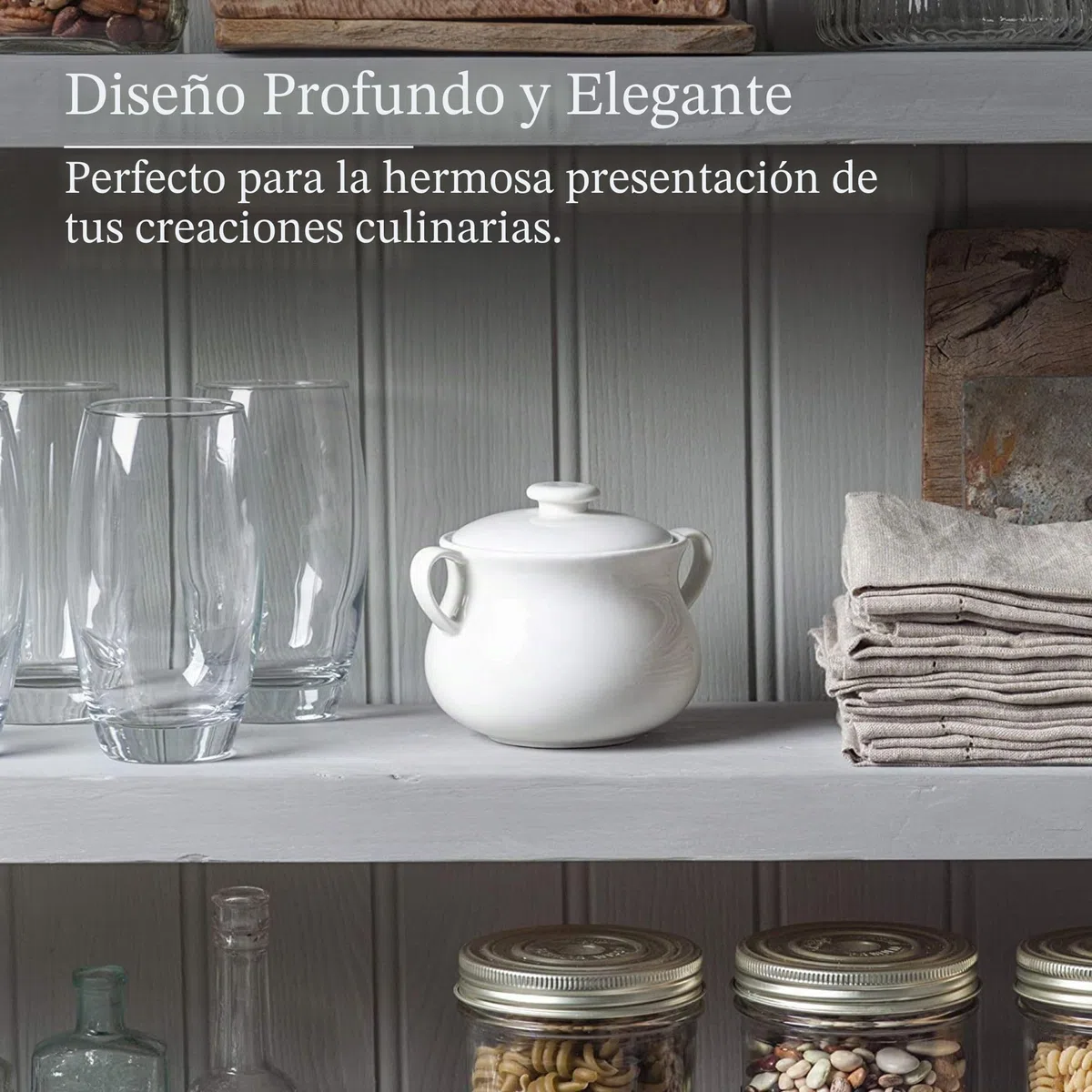 WM Bartleet & Sons 1750 T411 - Cuenco individual de porcelana tradicional con tapa para sopa y guiso de cebolla francesa con asas, 500 ml, color blanco