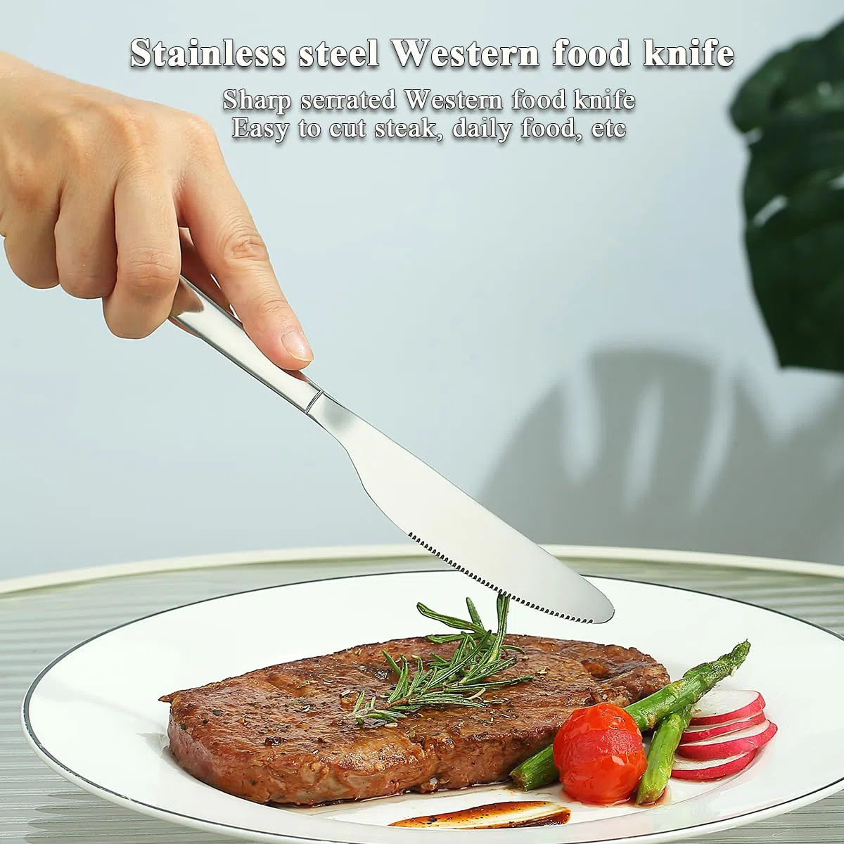 Berglander cuchillos de mesa de 12 piezas, cuchillo de cena moderno de acero inoxidable, cuchillo de mantequilla, ideal para el hogar, restaurante, boda, lavavajillas seguro