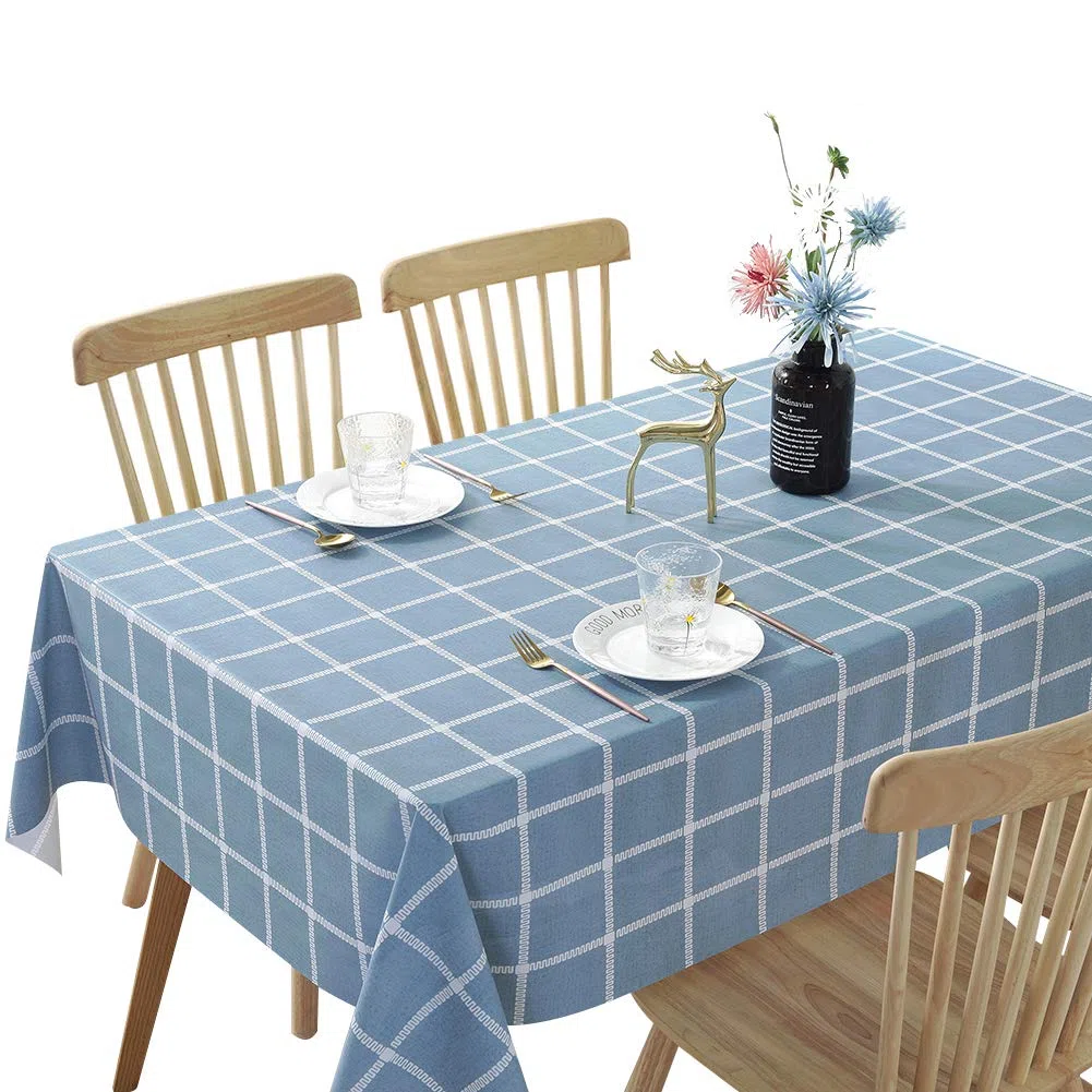 rismart Rústica Más Patrones Impermeable PVC Mantel de Hule Rectangular Prueba de Aceite Mesa Paño,Azul,120_x_160_cm