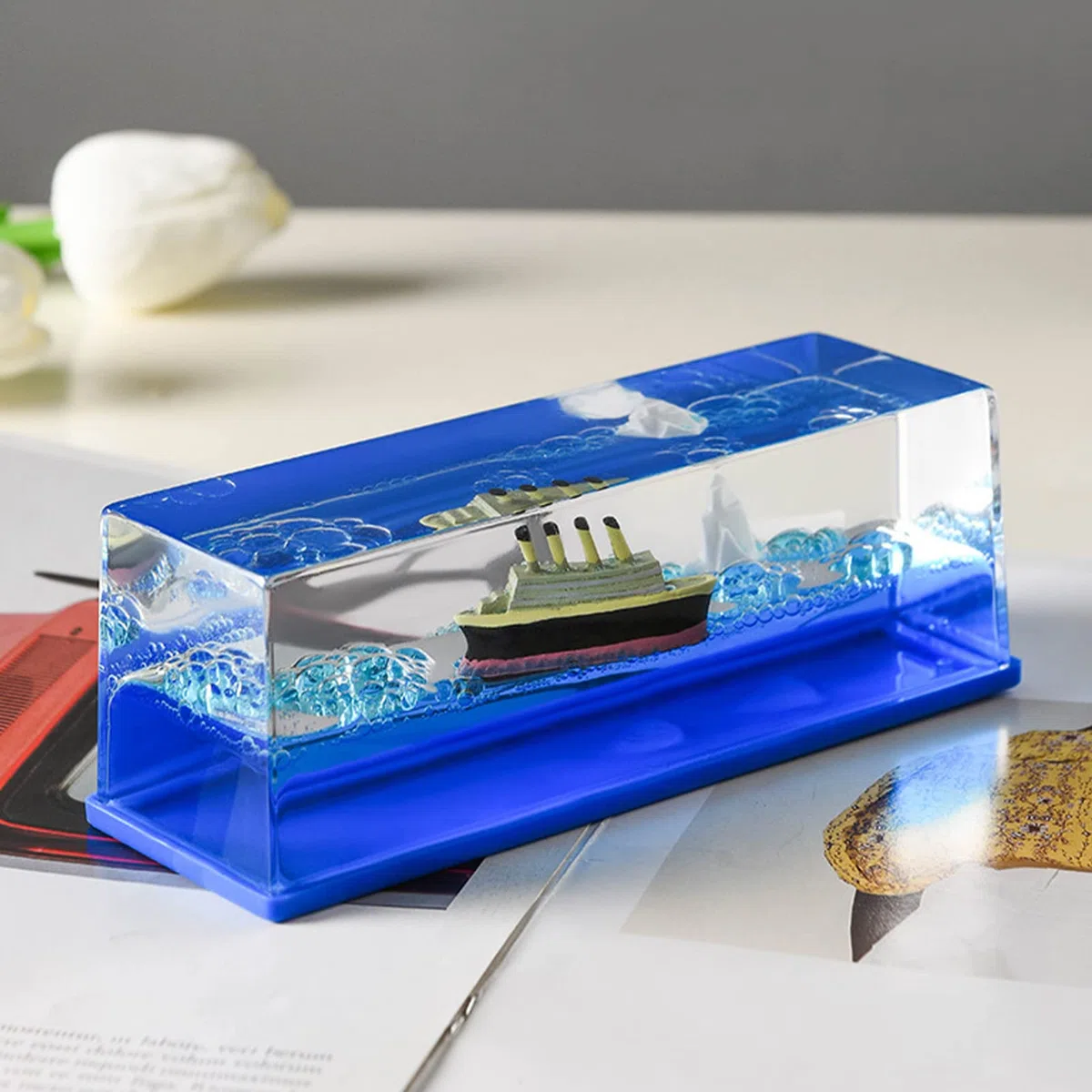 Botella de Deriva para líquidos, Thousand Sunny Barco, Juguete Titanic, Botella Inhundible, Maqueta Barco Pirata Perla Negra, Decoración de Mesa para Oficina o Hogar (Estilo 1)