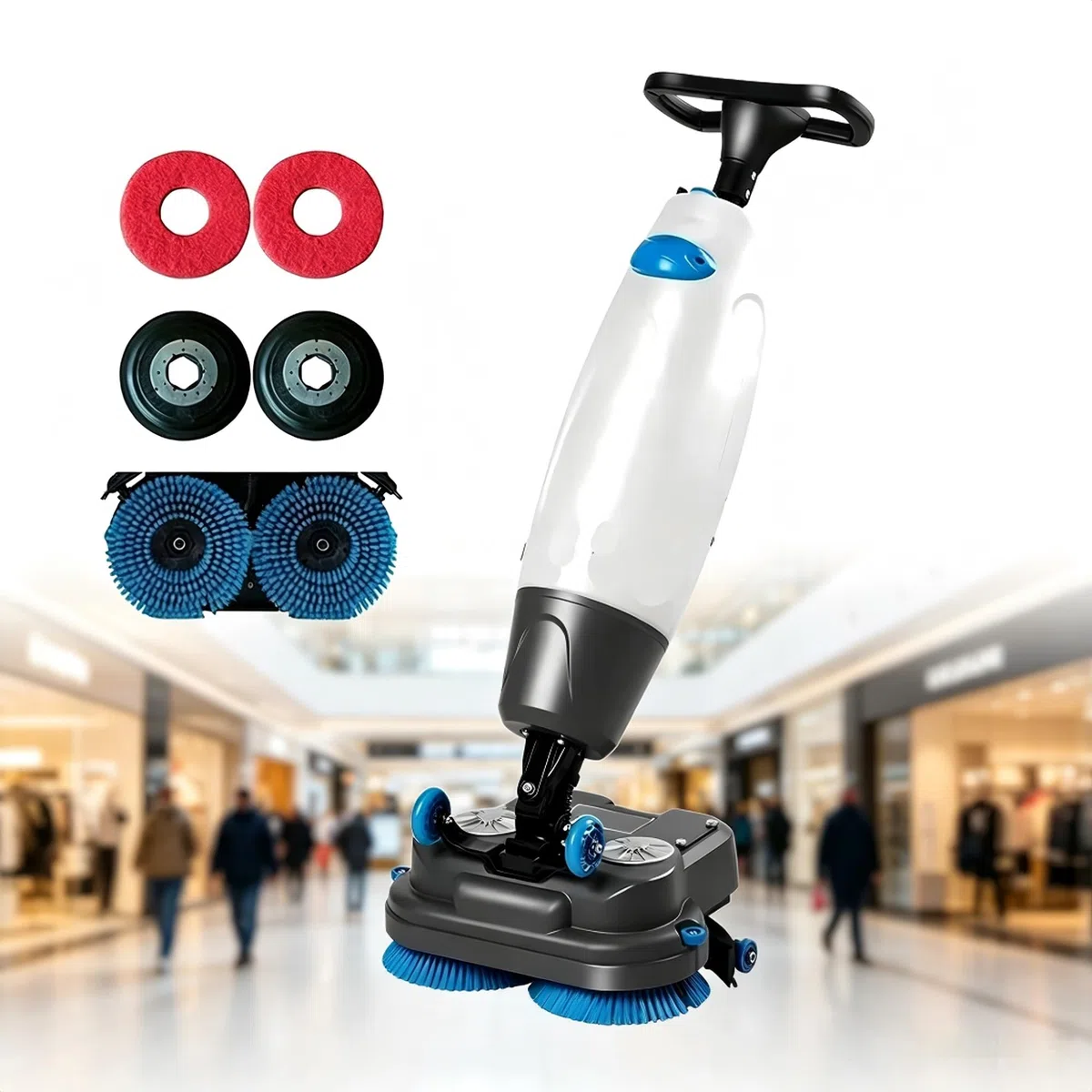 Máquina pulidora de pisos Fregadora y lavadora de pisos práctica industrial, velocidad de trabajo de alta eficiencia, práctico equipo de limpieza de interiores(White)
