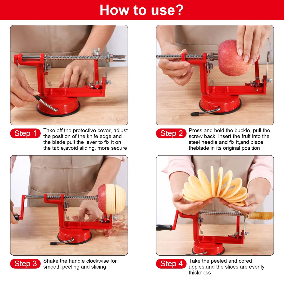 Kyaoayo - Pelador de manzana, pelador manual multifunción de acero inoxidable, peladores de frutas y verduras de 3 en 1, apto para cocinas de manzana, patata, verduras y frutas. osj0019300