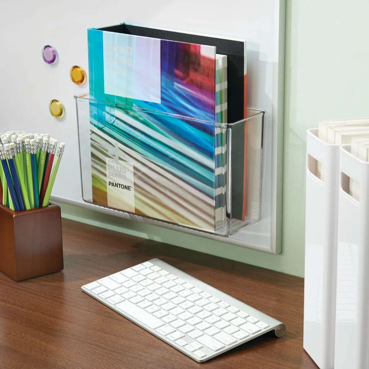 iDesign, AFFIXX, Organizador para cocina con sistema adhesivo de pelar y pegar, fuerte agarre, se elimina por completo, sin dañar las superficies, Claro