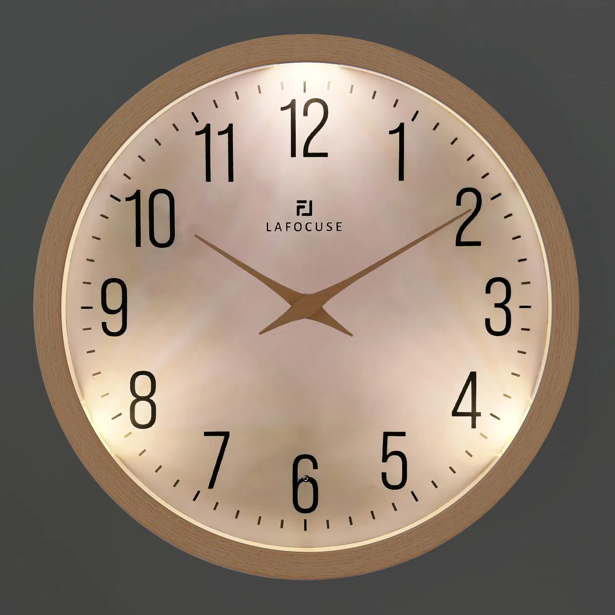 Lafocuse 30cm Beige Reloj de Pared con Luz Nocturna, Silencioso Luminoso Reloj Pared Fácil de Leer Modernos Decoracion para Salon Cocina Dormitorio Oficina