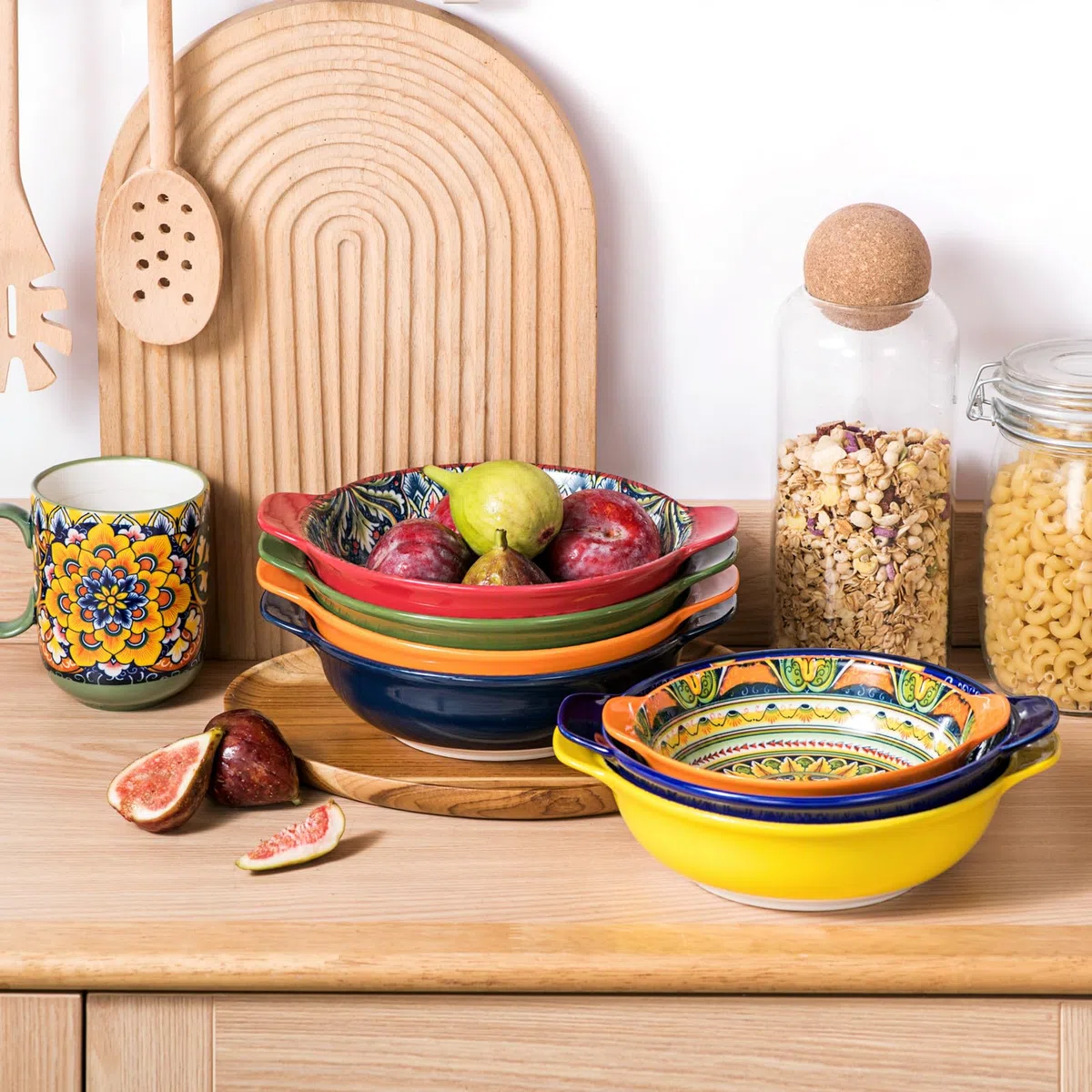 Henten Home Cuencos para Pasta, Juego de 6 Platos Hondos de Cerámica, 900 ml Cuencos de Sopa, Platos Sopa, Cuencos Grandes de Cerámica para Servir Ensalada y Cocina